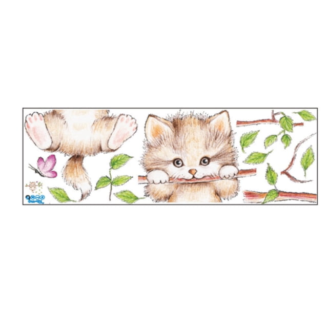 Injueey Pegatinas de pared, papel tapiz de rama de árbol de gato, pegatinas de PVC para quitar, póster de entorno para habitaciones de niños, Decoración del hogar Injueey HA075017-01