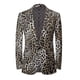 thumbnail image 1 of Blazer con estampado de leopardo para hombre, corte entallado, informal, con un botón, esmoquin, 1 of 5