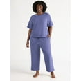 thumbnail image 2 of Joyspun Women's French Terry Short Sleeve Top and Capri Pants Pajama Set, 2-Piece, Sizes XS-3X, 2 of 5