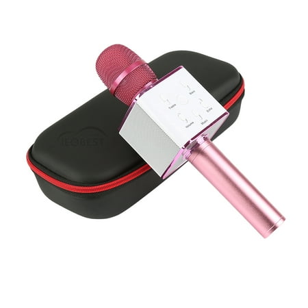 Jeobest Wireless Bluet ooth Handheld KTV Karaoke Microphone Mic Speaker For Phone Pink+Black Carry