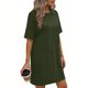 thumbnail image 2 of TaTaai Ladies Classic Solid Color Round Neck Short Sleeve Casual Dress with Functional Pockets Soft Stretchy Material Fashion Midi Dress for Spring Summer Daily Outings Gift, 2 of 6