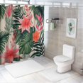 thumbnail image 7 of Orinice  Shower Curtain Dark Green Shower Curtain for Bathroom with 12 Hooks Beach Cheerful Tropical Green Leaves Palm Trees and Flowers Bird Waterproof Decorative Bathroom Decor 69x72, 7 of 7