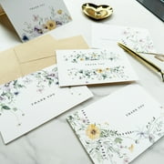 Gooji 4x6 Floral Thank You Cards with Envelopes (Bulk 20-Pack) Matching Peel-and-Seal Rustic Envelopes