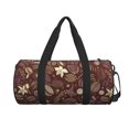 thumbnail image 2 of Fotbe Coffee and Flowers Pattern Foldable Sports Gym Bag with Wet Dry Pocket, Ultralight Travel Bag, Large Capacity Duffel Bag, Splash Proof Carry on Bag, Overnight Bag, Weekender Bag, 2 of 8
