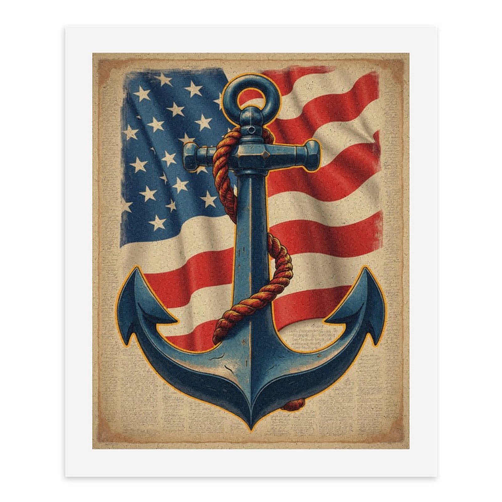 Paint By Numbers Kit for Adults Beginner - DIY Patriotic Anchor Art Flag Background Canvas Painting Kits for Adults, Frameless Paint By Number for Adults for Home Wall Decor 16x20 Inch