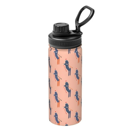 

Tebeau Winter Skiing Adventure Print Water Bottle 18oz Sports Insulated Kettle Stainless Steel Outdoor Drinking Bottles Fashion Travel Cup