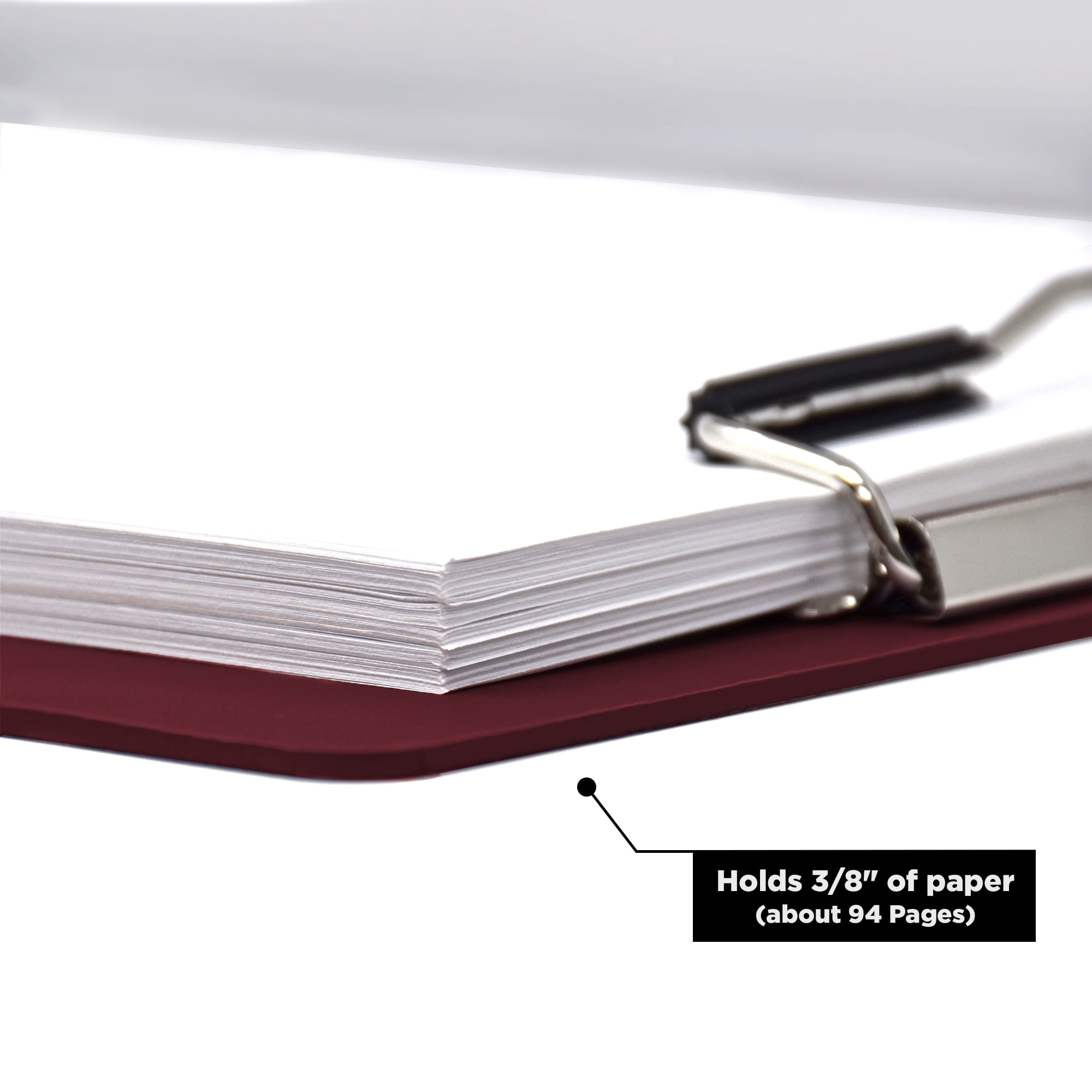 Carstens Heavy Duty Low-Profile Clipboard with Cover – Plastic, Burgundy
