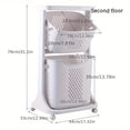 thumbnail image 3 of 2/3/4-Tier Rolling Laundry Cart with Removable Baskets, White Space-Saving Organizer with Wheels for Bathroom & Bedroom, Ventilated Multifunctional Hamper, 3 of 7