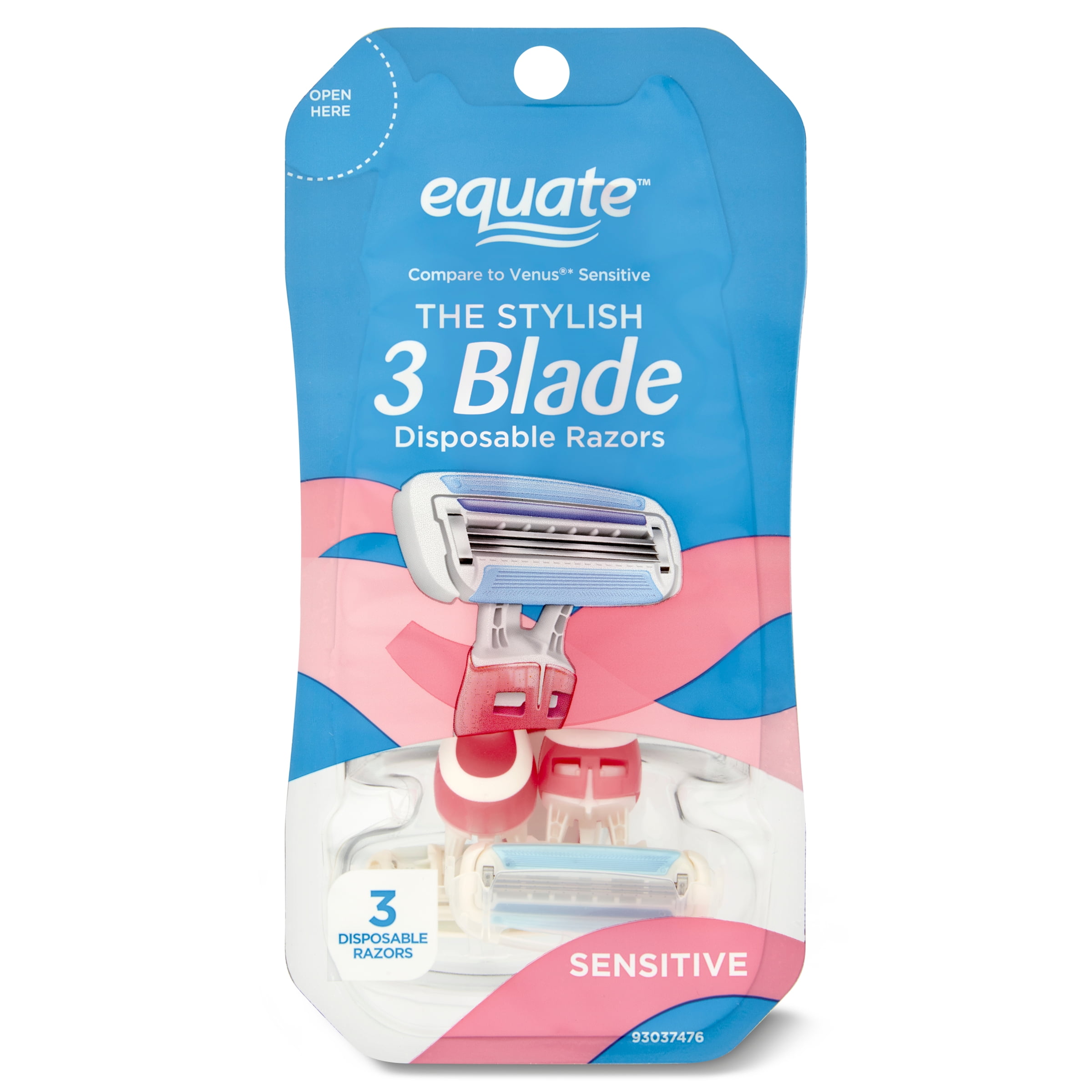 Equate The Stylish 3 Blade Disposable Razors for Women, 3 count