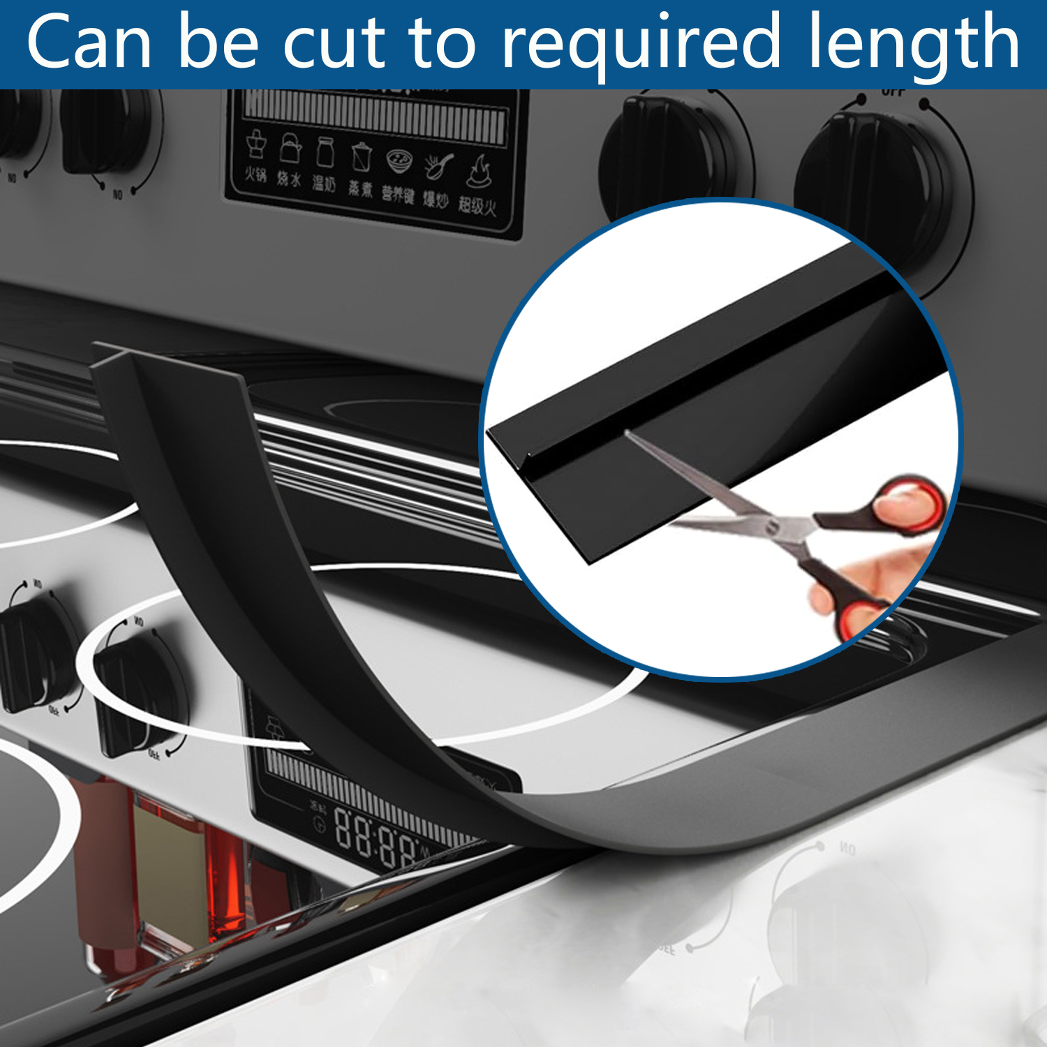 UHIAGREE Stove Counter Gap Cover,2 pack 25 inch Kitchen Silicone Oven Guards for Sides(Black)