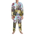 thumbnail image 3 of Xecao Dreamy Mushroom House Print Pajamas Set Mens Pajamas Long Sleeve Loungewear Two-Piece Sleepwear Button-Down Pjs Set,2PJS-Medium, 3 of 7
