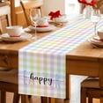 thumbnail image 5 of Table Runner - 72 Inch Long, Easter Kitchen Dining Table Runner Dresser Scarves, Colorful Checkered Plaid Spring Gingham Textured Farmhouse Decor for Coffee Tables Wedding Party Banquet, 5 of 8