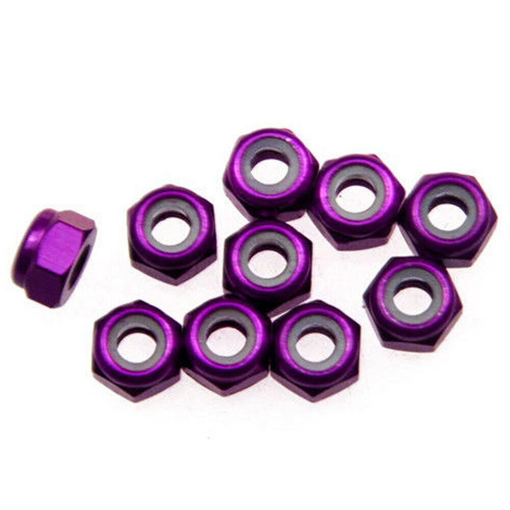 15 Pieces M5 Purple Hex Nylon Lock Nut Aluminum 