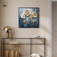 thumbnail image 3 of Golden Flora on Azure Framed High-Gloss Acrylic Glass Wall Art Elegant Floral Art by Art Remedy, Black Frame, 24 x 24, 3 of 7