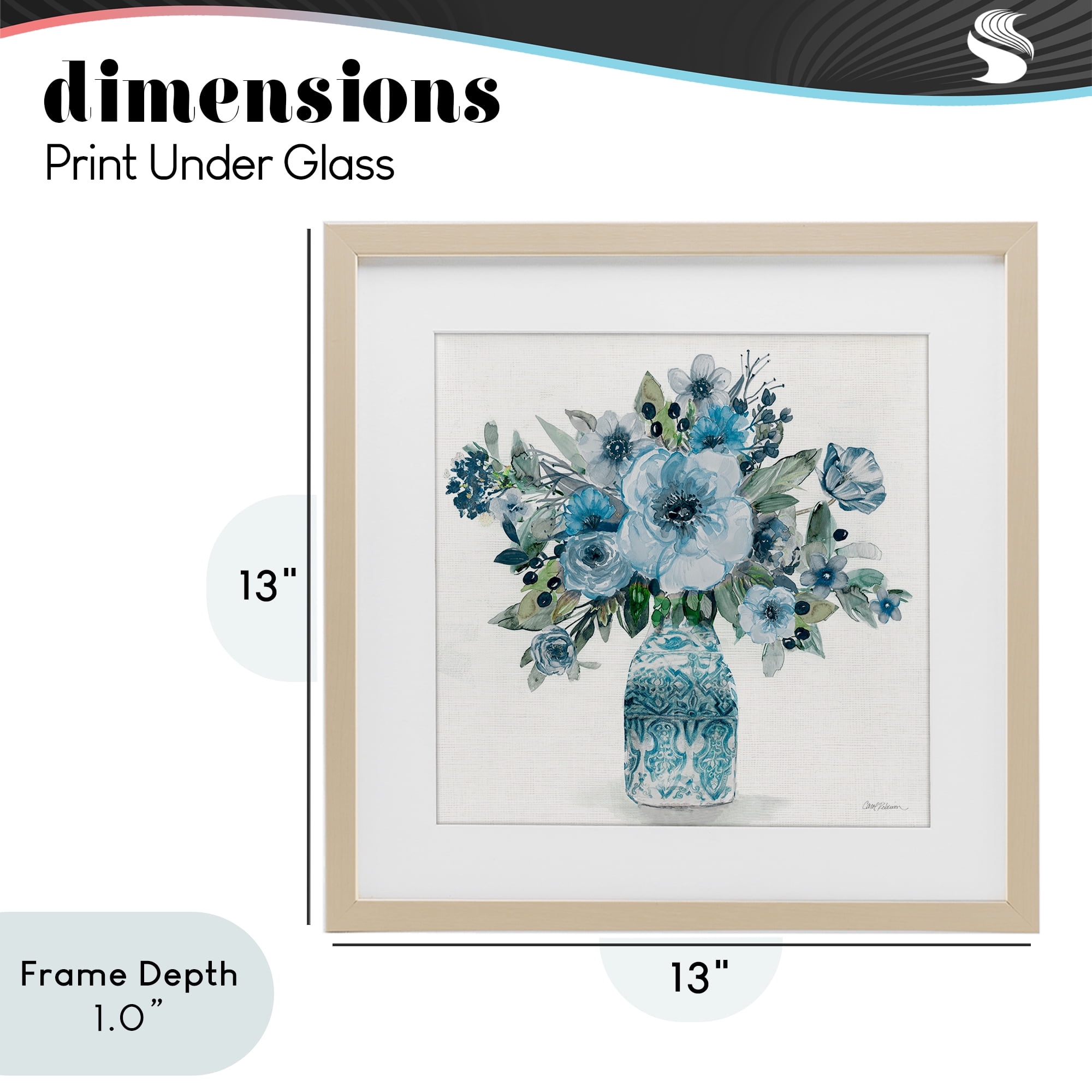 Stupell Industries Pastel Blue Botanical Bouquet Birch Framed Print Under Glass, design by Carol Robinson