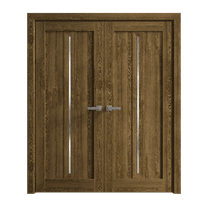 Interior Solid French Double Doors 36 x 80 inches | Ego 5014 Marble Oak | Wood Interior Solid Panel Frame | Closet Bedroom Modern Doors