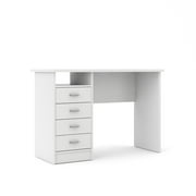 Tvilum Warner 4 Drawer Office Desk with 1 Shelf for Adults, White Finish
