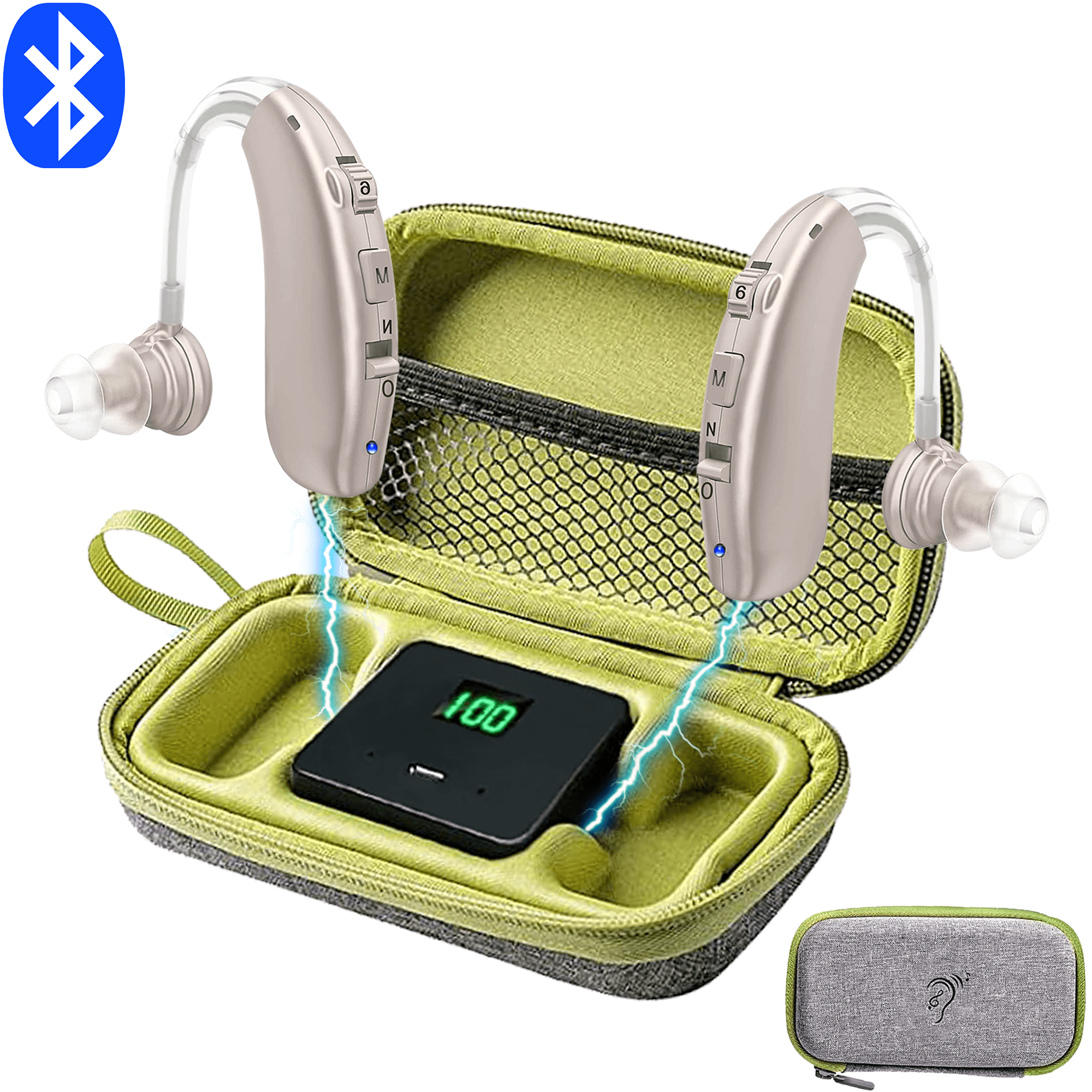 Hearing Amplifiers for Ears Rechargeable, Bluetooth BTE Hearing