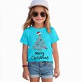 thumbnail image 2 of NOLDARES Christmas Shirts Girl Cotton Short Sleeve Tshirts Santa Xmas Tree Bow Graphic Tees,A610-Light Blue, 2 of 6