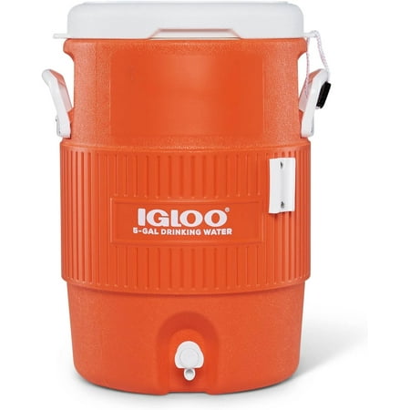 Igloo 5 Gallon Portable Sports Cooler Water Beverage Dispenser with Flat Seat Lid, Bright Orange