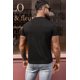 thumbnail image 1 of ABPHQTO Camiseta de manga corta con cuello redondo y estampado de letras negras para hombre, 1 of 5