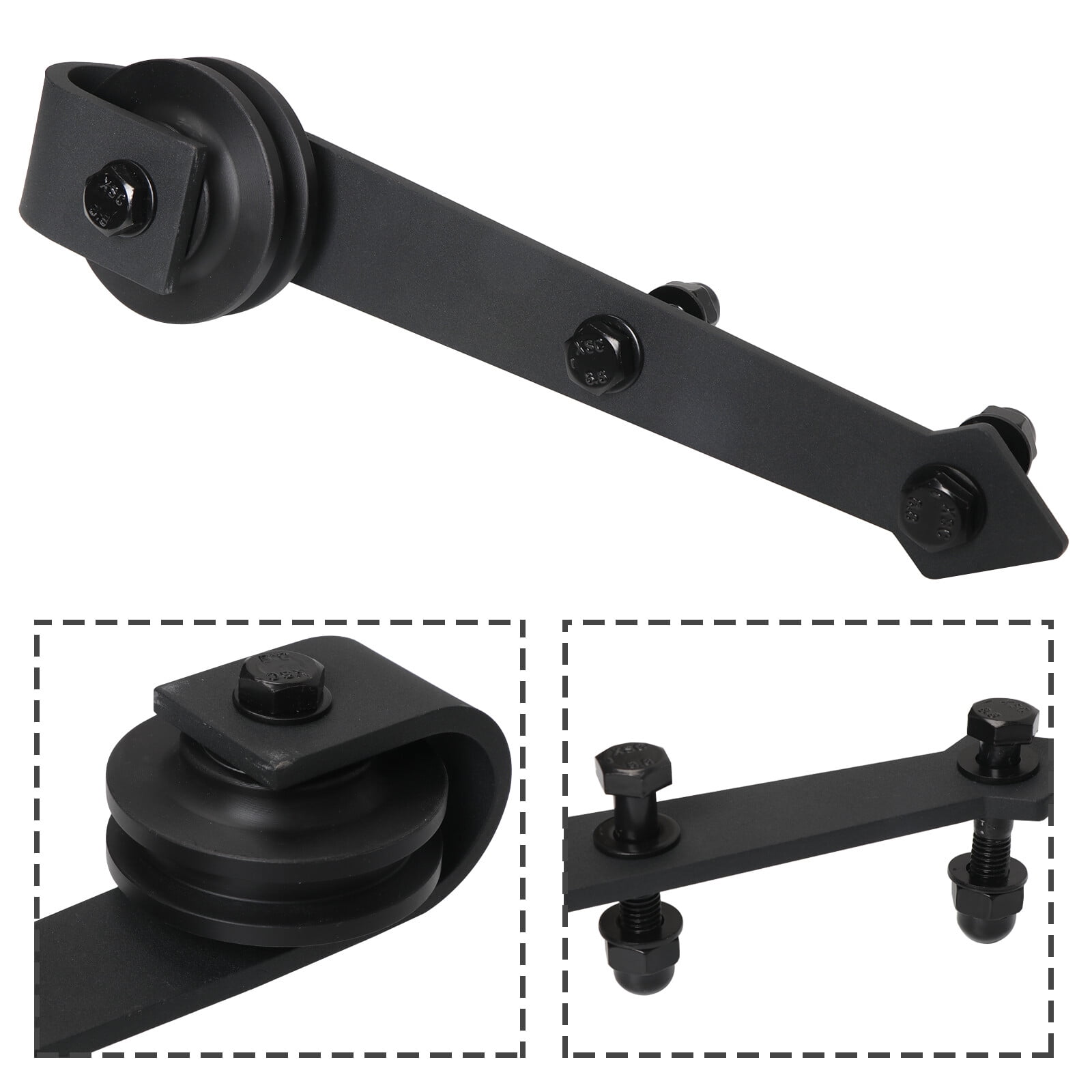 SuperDeal Modern 12FT Double Sliding Barn Doors Hardware Track Kit Frosted Black