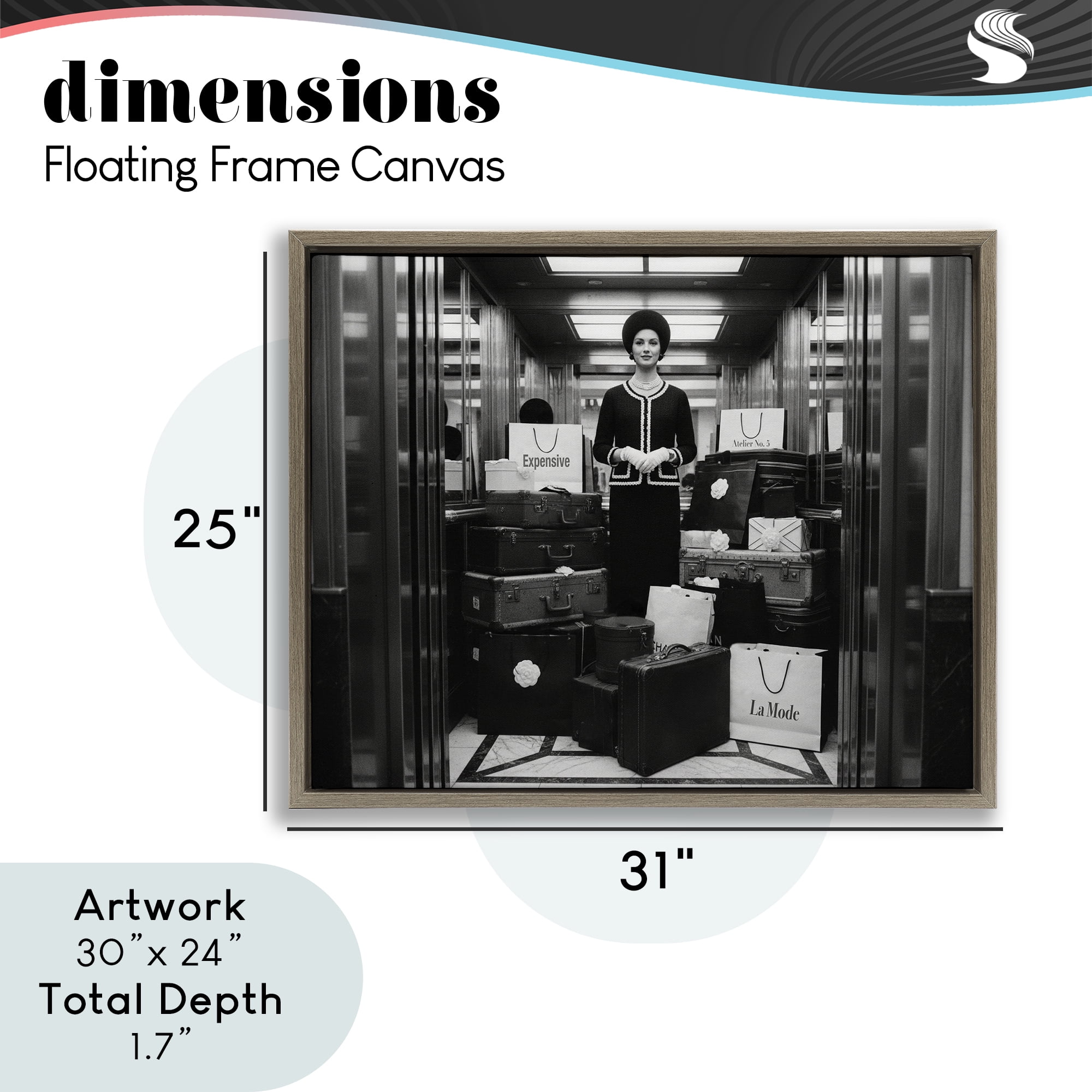 Stupell Industries Elevator Chic Shopping Brown Framed Floater Canvas Wall Art, design by A Barefoot Stylist