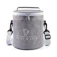 thumbnail image 2 of Xinwanna Round Insulated Double Zipper Lunch Case Bag with Adjustable Shoulder Strap (Light Grey,L), 2 of 13