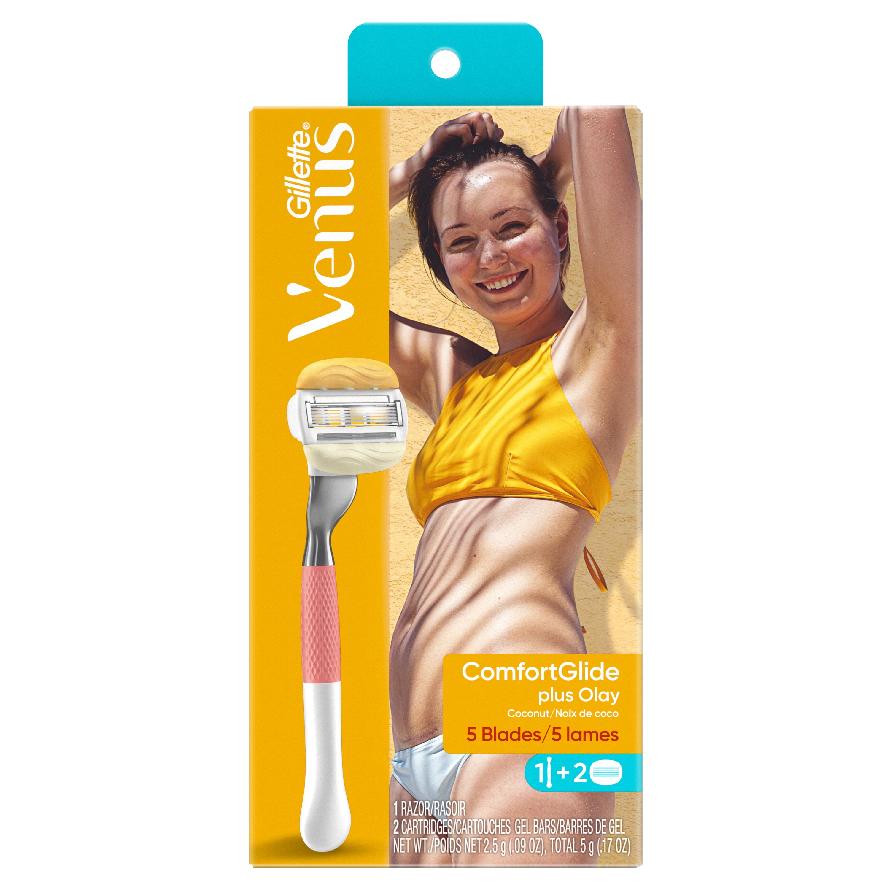 Gillette Venus ComfortGlide Olay Coconut Razor Blades Refill, 2 ct