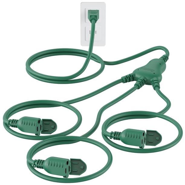 Cable de extensión para exteriores PLUGTUL de 3 m, 3 salidas, impermeable