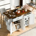 thumbnail image 3 of 53.5'' Farmhouse Kitchen Island with Power Outlet, Kitchen Storage Island with Drop Leaf, Spice Rack and Drawer, Rolling Kitchen Cart on Wheels, for Home, Kitchen and Dining Room, White, 3 of 9