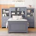 thumbnail image 2 of [Luckynote]Twin Size Wood Platformbed with Vertical All-in-One Cabinet and 4 Drawers on each side, Gray, 2 of 10