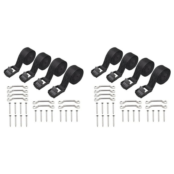 2X 1Inch X 4Ft Battery Tie Down Strap Kit with Stainless Steel Cam Buckle, Bracket and Screws for Boats, Luggage Belt