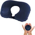 thumbnail image 1 of BEMS-1 pieza de almohada inflable para el cuello de viaje azul oscuro, inflable, 1 of 5