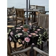 thumbnail image 2 of Outdoor Tablecloths with Umbrella Hole & Zipper, Pink Spring Floral Round Tablecloths 60 Inch, Flowers Botanical Elegant Pastoral Black Waterproof Table Cloth, Patio/Pool/Picnic Table Covers, 2 of 8