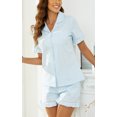thumbnail image 3 of LYCY Women Short Pajama Set, Cotton Sleepwear Soft Cute Button up Pjs Set,(Light Blue,XL), 3 of 5