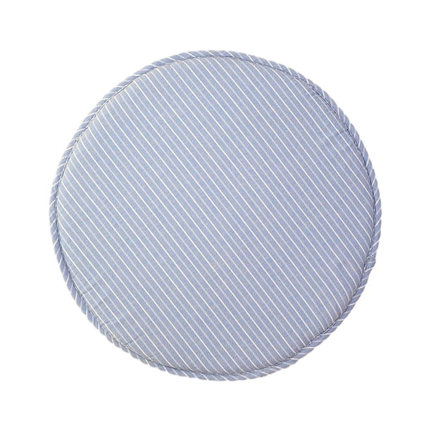 Moyic Cojín de asiento de 12,9 pulgadas con correas, almohadilla de algodón para silla, alfombrilla de taburete de grosor, suave, Decoración del hogar Azul blanco Diámetro 33cm