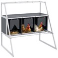 thumbnail image 1 of PawHut Boîte de Nidification pour Poules 3 Compartiments Boîtes de Nidification en Bois avec Rideaux, 1 of 10