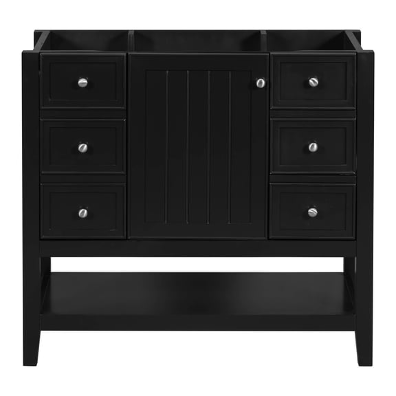 MAYEERTY 36" Bathroom Vanity without Sink Cabinet Base 1 Cabinet 3 Drawers Black
