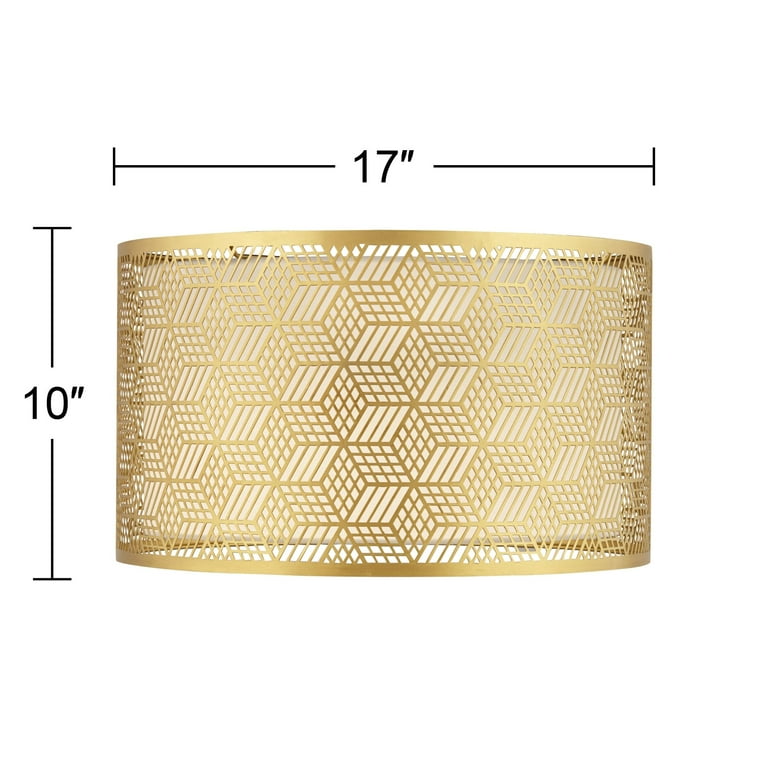 Springcrest Gold Finish Laser Cut Metal Large Drum Lamp Shade 17