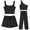 Black, variant on Oudiya Women 4 Piece Casual Lounge Sets Ribbed Knit Crop Tank Top and Shorts Pants Outfits, S-XXL