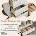 thumbnail image 4 of Full Size Loft Wood Bed with Desk, Storage Bookcase, 4 Drawers and Ladder with Wood Loft Bed Frame, Modern High Loft Bed with Guardrails for Adults Teens , White, 4 of 12