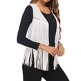 thumbnail image 6 of Xuanfei Women Faux Suede Sleeveless 70s Hippie Cowgirl Fringed Vest Cardigan, 6 of 7