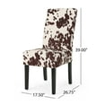 thumbnail image 3 of GDF Studio Thurber Contemporary Upholstered Dining Chairs, Set of 4, Brown Cow Velvet and Espresso, 3 of 8