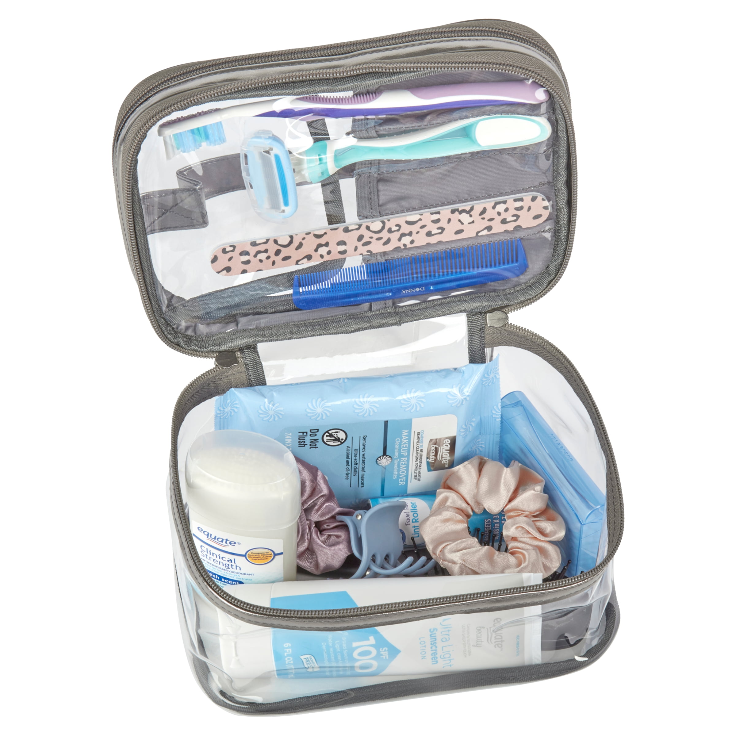 Makeup and Cosmetic PVC Train Case, Clear, 8.65" x 5.9" x 6"