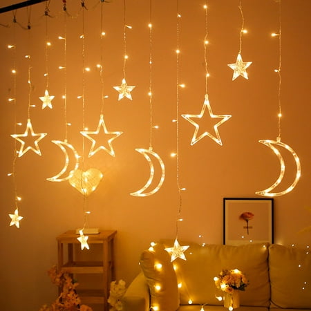 

MyBeauty LED Light String Stars Moon Pendant High Brightness PVC Party Decor String Night Light for Festival