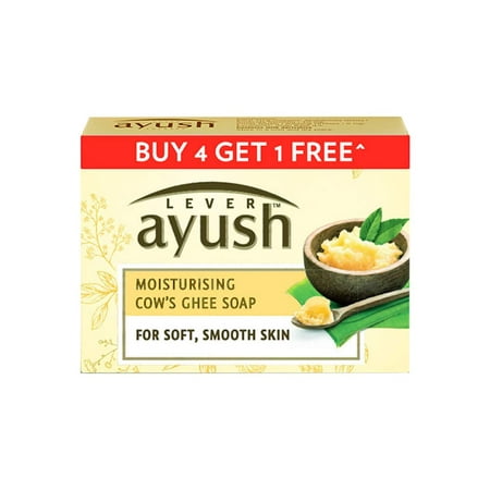 Lever Ayush Moisturising Cow's Ghee Soap, 100 g each (Buy 4 Get (Best Cow Ghee Brand In India)