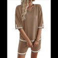thumbnail image 1 of Conjuntos de Dos Piezas para Mujer: Jersey de Corta, Pantalones Anchos y Conjuntos de Viaje de Verano Caqui XL, 1 of 10