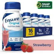 Ensure Original Meal Replacement Nutrition Shake, Strawberry, 8 fl oz, 16 Count
