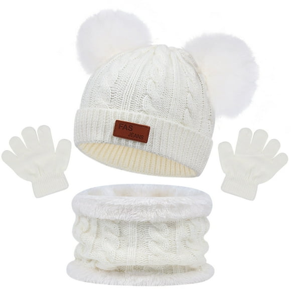 Conjunto de gorro y bufanda de invierno para niños, guantes y gorro de punto cálidos para bebés de 1 a 8 años.